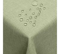 DecoHomeTextil Nappe Aspect Lin, déperlante et antitache, Lavable, Rectangulaire 135 x 180 cm Vert Clair, avec Effet Lotus, sans Repassage nécessaire