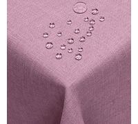 DecoHomeTextil Nappe Aspect Lin, déperlante et antitache, Lavable, Rectangulaire 135 x 180 cm Violet, avec Effet Lotus, sans Repassage nécessaire