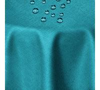 DecoHomeTextil Nappe Aspect Lin, déperlante et antitache, Lavable, Rond 160 cm Turquoise pétrole, avec Effet Lotus, sans Repassage nécessaire