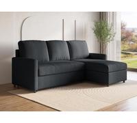 DecoInParis Canapé d'angle réversible Convertible Coffre de Rangement en Tissu Gris Anthracite Adam