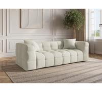 DecoInParis Canapé Fixe 3 Places en Tissu Beige Bella