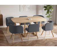 DecoInParis Ensemble Table + 6 chaises encastrables Gris FLEN XL