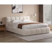DecoInParis Lit Coffre en Tissu Bouclette écru 140x190 cm Georgina