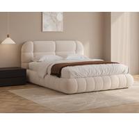 DecoInParis Lit Coffre en Tissu Bouclette écru 140x190 cm YOURI