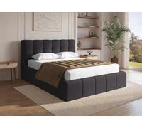 DecoInParis Lit Coffre en Tissu Bouclette Gris 140x190 cm MILIE