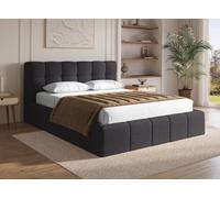 DecoInParis Lit Coffre en Tissu Bouclette Gris 160x200 cm MILIE