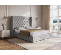 DecoInParis Lit Coffre en Tissu Lin Gris 140X190 cm Maxi