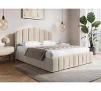 DecoInParis Lit Coffre en Velours Beige 180x200 cm Elvira