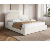 DecoInParis Lit Coffre en Velours chiné Beige 160x200 cm Milena