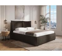 DecoInParis Lit Coffre en Velours chiné Marron 180x200 cm MELY