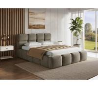 DecoInParis Lit Coffre en Velours chiné Vert Olive 140x190 cm Bubble
