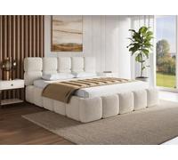 DecoInParis Lit Coffre Tissu Bouclette Beige 180x200 cm Bubble