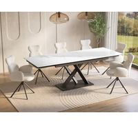 DecoInParis Table à Manger Extensible en céramique Blanche 6-10 Personnes Elegance