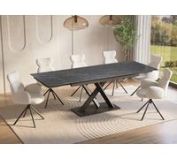 DecoInParis Table à Manger Extensible en céramique Noire 6-10 Personnes Elegance