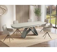 DecoInParis Table à Manger Extensible en métal Beige Plateau céramique Blanc 160-240 cm Paris