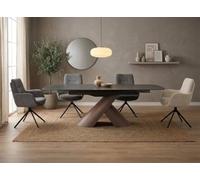 DecoInParis Table à Manger Extensible Pieds métal Marron Plateau céramique 180-240 cm Milano