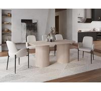 DecoInParis Table à Manger Ovale en marbre Composite Beige 6 Personnes 180cm Dhara