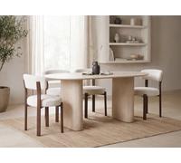 DecoInParis Table à Manger Ovale en marbre Composite Beige 6 Personnes 180cm ELMA