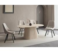 DecoInParis Table à Manger Ovale en marbre Composite Beige 6 Personnes 180cm Tiana