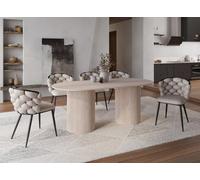 DecoInParis Table à Manger Ovale en marbre Composite Beige 8 Personnes 200cm Dhara