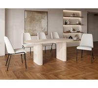 DecoInParis Table à Manger Ovale en marbre Composite Beige 8 Personnes 200cm ELMA