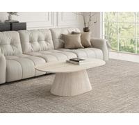 DecoInParis Table Basse Ovale en marbre Composite Beige Tiana