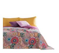 DecoKing 77160 Couvre-lit double face Pen polyester, Blanc/ violet, Polyester, violet/blanc, 200 x 220 x cm