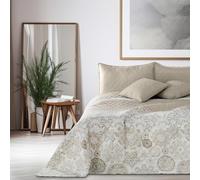 DecoKing Alhambra Couvre-lit avec Motif Abstrait Beige et Blanc 240 x 260 cm