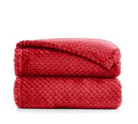 DecoKing Couette en microfibre Couverture polaire Plaid Couvre-lit polaire doux de style scandinave Henry, Microfibre Rouge 220x240 cm