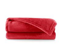 DecoKing Couverture Polaire 160 x 210 cm Plaid Doux en Microfibre pour Lits Canapés Chaises et Divans Style Scandinave Chaude Légère et pour Toutes Les Saisons Rouge Mic