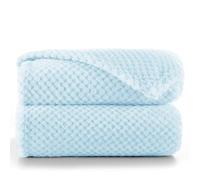 DecoKing Couverture Polaire 170 x 210 cm Plaid Doux en Microfibre pour Lits Canapés Chaises et Divans Style Scandinave Chaude Légère et pour Toutes Les Saisons Bleu Clair Henry