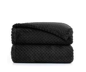 DecoKing Couverture Polaire 170 x 210 cm Plaid Doux en Microfibre pour Lits Canapés Chaises et Divans Style Scandinave Chaude Légère et pour Toutes Les Saisons Noir Henry