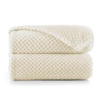 DecoKing Couverture Polaire 70 x 150 cm Plaid Doux en Microfibre pour Lits Canapés Chaises et Divans Style Scandinave Chaude Légère et pour Toutes Les Saisons Beige Henry