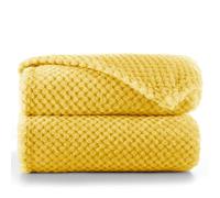 DecoKing Couverture Polaire 70 x 150 cm Plaid Doux en Microfibre pour Lits Canapés Chaises et Divans Style Scandinave Chaude Légère et pour Toutes Les Saisons Jaune Henry
