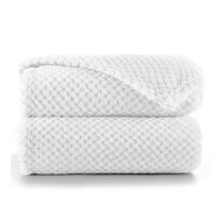 DecoKing Couverture Polaire 70 x 150 cm Plaid Doux en Microfibre pour Lits Canapés Chaises et Divans Style Scandinave Chaude Légère et pour Toutes Les Saisons Blanc Henry