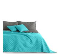 DecoKing Couvre-lit Turquoise Gris Acier Jeté de lit Double Face Entretien Facile Axel, Polyester, Turquoise/Acier, 170 x 270 cm