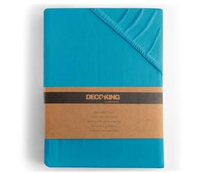 DecoKing Drap-Housse 180x200-200x200 cm 100% Coton Peigné Jersey Doux Drap Housse 180x200cm - 200x200cm Cyan Amber