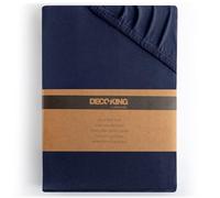 DecoKing Drap-Housse 200x200-200x220 cm 100% Coton Peigné Jersey Doux Drap Housse 200x200cm - 200x220cm Bleu Foncé Amber