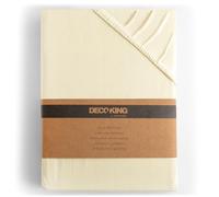 DecoKing Drap-Housse 200x200-200x220 cm 100% Coton Peigné Jersey Doux Drap Housse 200x200cm - 200x220cm Crème Amber