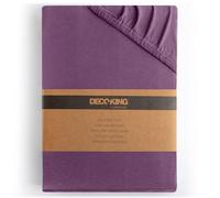 DecoKing Drap-Housse 200x220-220x240 cm 100% Coton Peigné Jersey Doux Drap Housse 200x220cm - 220x240cm Prune Amber