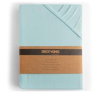 DecoKing Drap-Housse 200x220-220x240 cm 100% Coton Peigné Jersey Doux Drap Housse 200x220cm - 220x240cm Bleu Clair Amber