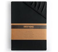 DecoKing Drap-Housse 200x220-220x240 cm 100% Coton Peigné Jersey Doux Drap Housse 200x220cm - 220x240cm Noir Amber