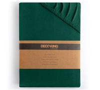DecoKing Drap-Housse 200x220-220x240 cm 100% Coton Peigné Jersey Doux Drap Housse 200x220cm - 220x240cm Bouteille Verte Amber