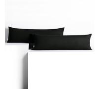 DecoKing Lot de 2 taies d'oreiller 20 x 120 cm en Jersey de Coton avec Fermeture Éclair Noir Ambre