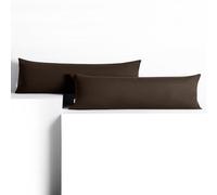 DecoKing Lot de 2 Taies d'oreiller 20 x 120 cm Jersey 100% Coton Peigné Fermeture Éclair Chocolat Amber