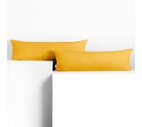 DecoKing Lot de 2 Taies d'oreiller 20 x 120 cm Jersey 100% Coton Peigné Fermeture Éclair Jaune Amber