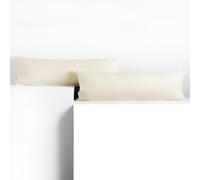 DecoKing Lot de 2 Taies d'oreiller 20 x 145 cm Jersey 100% Coton Peigné Fermeture Éclair Ecru Amber
