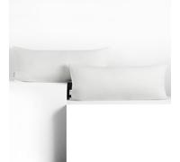 DecoKing Lot de 2 Taies d'oreiller 40 x 120 cm Jersey 100% Coton Peigné Fermeture Éclair Blanc Amber