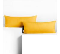 DecoKing Lot de 2 Taies d'oreiller 40 x 120 cm Jersey 100% Coton Peigné Fermeture Éclair Jaune Amber