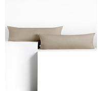 DecoKing Lot de 2 Taies d'oreiller 40 x 145 cm Jersey 100% Coton Peigné Fermeture Éclair Cappuccino Amber